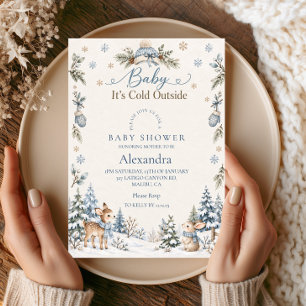 Fawn Bunny Baby It's Cold Outside Invitation