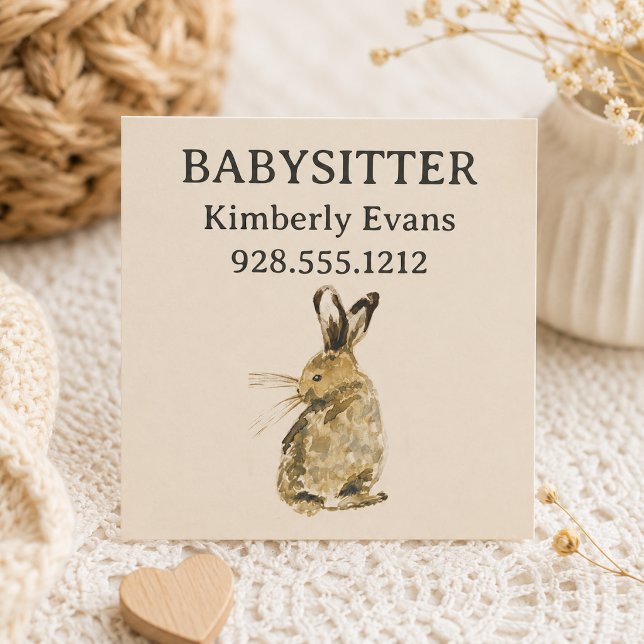 Fawn Bunny Rabbit Babysitter  Square Business Card (Creator Uploaded)
