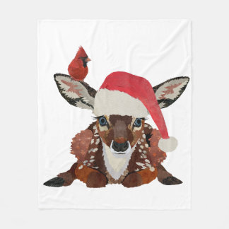 FAWN & CARDINAL CHRISTMAS  FLEECE BLANKET