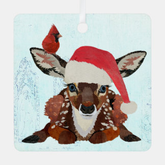 FAWN & CARDINAL CHRISTMAS METAL TREE DECORATION