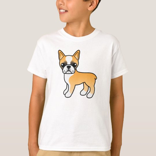Fawn Cartoon Boston Terrier Drawing T-Shirt