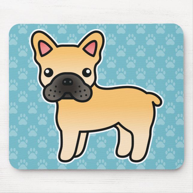 Fawn Cartoon French Bulldog Mouse Mat (Front)