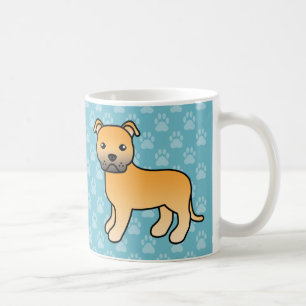 Fawn Cartoon Staffordshire Bull Terrier Coffee Mug