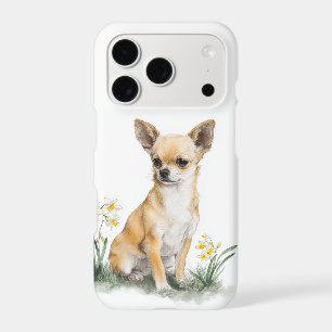 Fawn Chihuahua Floral Watercolor Art