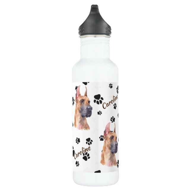 Fawn Coloured Great Dane Dog Pawprint 710 Ml Water Bottle (Right)