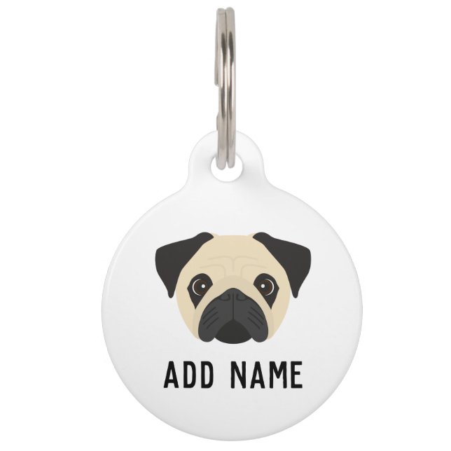Fawn Coloured Pug Dog Pet Tag (Front)