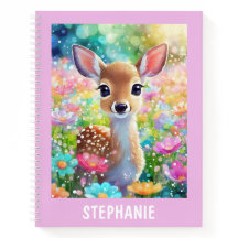 Fawn Cute Animal Personalised Girly Name Notebook