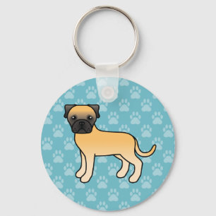 Fawn Cute Bullmastiff Dog Key Ring