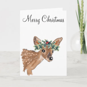 Fawn Deer Christmas Greeting Card