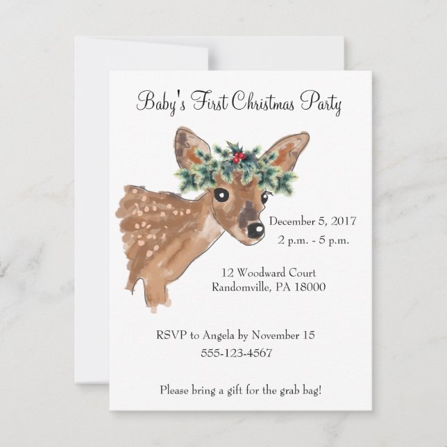 Fawn Deer Christmas Party Invite (Front)