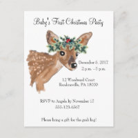 Fawn Deer Christmas Party Invite