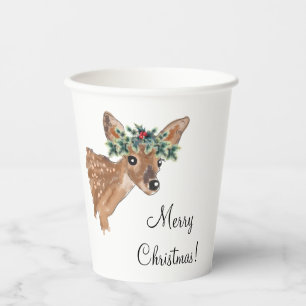 Fawn Deer Personalised Paper Christmas Cups