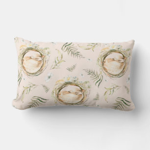 Fawn Deer Spring Wildflower Wreath Lumbar Cushion