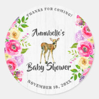 Fawn Deer Watercolor Floral Baby Shower Thank You