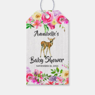 Fawn Deer Watercolor Floral Baby Shower Thank You Gift Tags