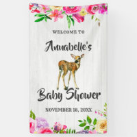 Fawn Deer Watercolor Floral Baby Shower Welcome