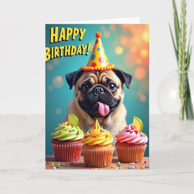 Fawn Dog Birthday Hat Card (Front)