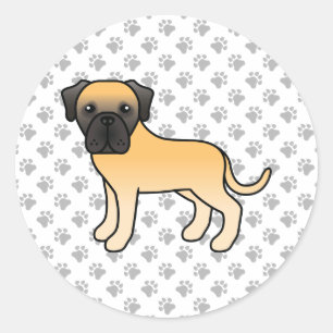 Fawn English Mastiff Cute Cartoon Dog Classic Round Sticker