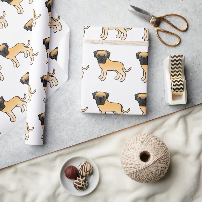 Fawn English Mastiff Cute Cartoon Dog Pattern Wrapping Paper (Crafts)