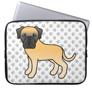 Fawn English Mastiff Cute Cartoon Dog & Paws Laptop Sleeve