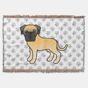 Fawn English Mastiff Cute Cartoon Dog Throw Blanket