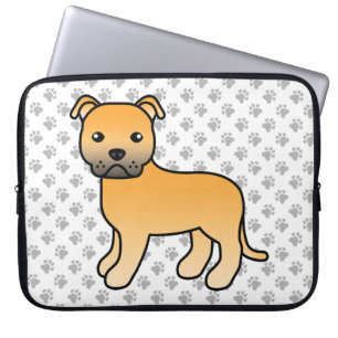 Fawn English Staffie Cute Cartoon Dog & Paws Laptop Sleeve