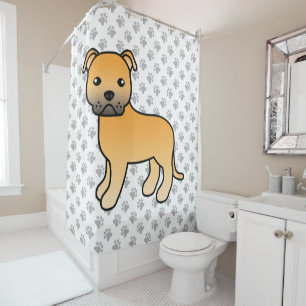 Fawn English Staffordshire Bull Terrier Dog Shower Curtain