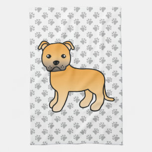 Fawn English Staffordshire Bull Terrier Dog Tea Towel