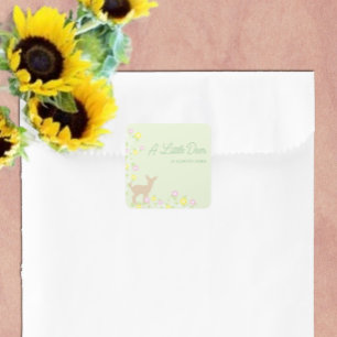 Fawn Floral Girl Baby Shower Square Sticker