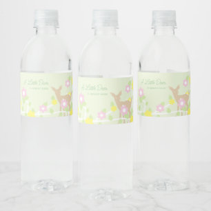 Fawn Floral Girl Baby Shower Water Bottle Label
