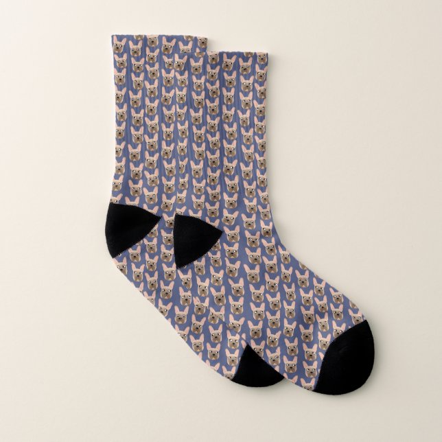 Fawn French Bulldog Blue Socks (Pair)