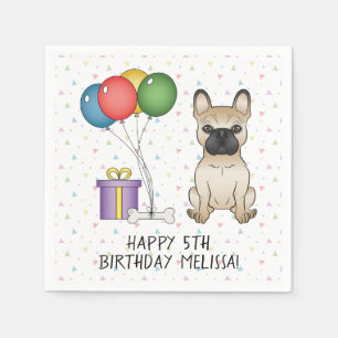 Fawn French Bulldog Cartoon Dog - Birthday Napkin