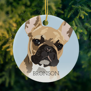 Fawn French Bulldog Christmas Ceramic Tree Decoration