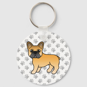 Fawn French Bulldog Cute Cartoon Dog Key Ring