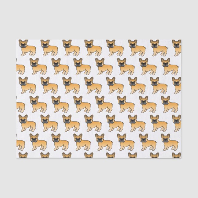 Fawn French Bulldog Cute Cartoon Dog Pattern Tissue Paper (Front)