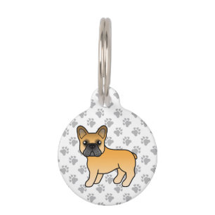 Fawn French Bulldog Cute Cartoon Dog & Pet's Info Pet Tag