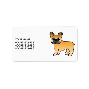 Fawn French Bulldog Cute Cartoon Dog & Text Label
