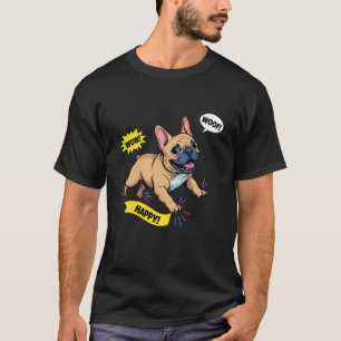Fawn French Bulldog Pop Art Comic Illustration T-Shirt