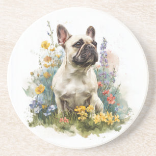 Fawn French Bulldog Watercolor Art Coaster