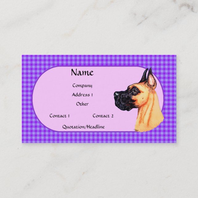 Fawn Great Dane Check Business Card (Front)