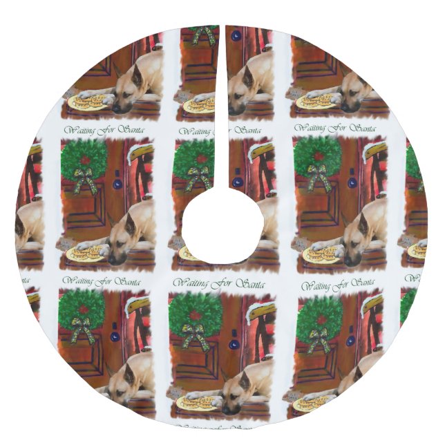 Fawn Great Dane Christmas Brushed Polyester Tree Skirt (Front)