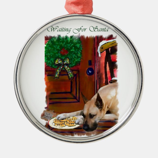 Fawn Great Dane Christmas Metal Tree Decoration (Front)