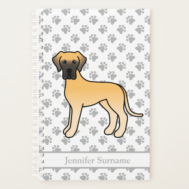 Fawn Great Dane Cute Cartoon Dog & Text Planner (Front)