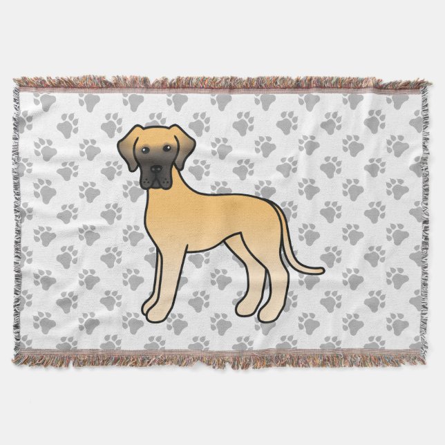Fawn Great Dane Cute Cartoon Dog Throw Blanket (Front)