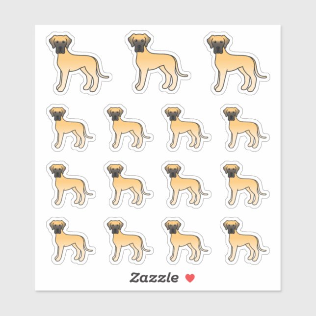 Fawn Great Dane Cute Cartoon Dogs (Sheet)