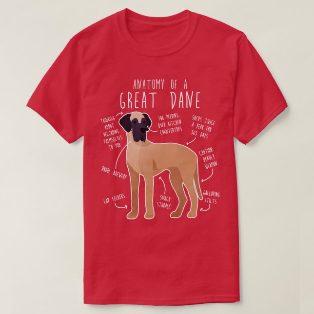Fawn Great Dane Dog Anatomy T-Shirt (Design Front)
