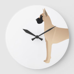 Fawn Great Dane Dog Breed Illustration Silhouette Large Clock