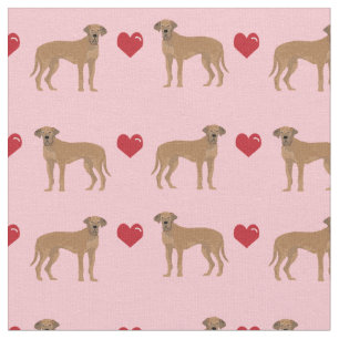 Fawn great dane dogs love hearts fabric