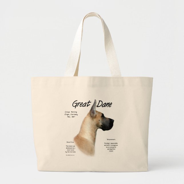 Fawn Great Dane History Design Large Tote Bag (Front)