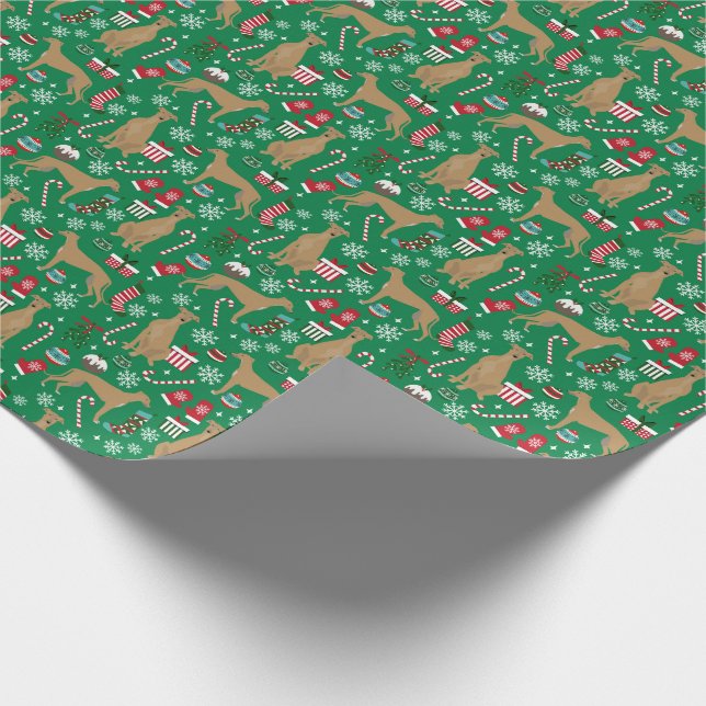 Fawn Greyhound Christmas dog Wrapping Paper (Corner)